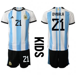 Argentina Paulo Dybala #21 Domaci Dres za Dječji SP 2022 Kratak Rukavima (+ kratke hlače)